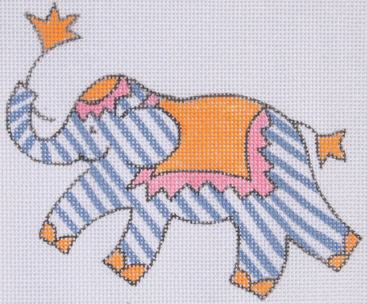 Elephant - Periwinkle Stripes with Orange and Pink