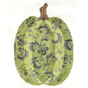 Tall Green Floral Pumpkin