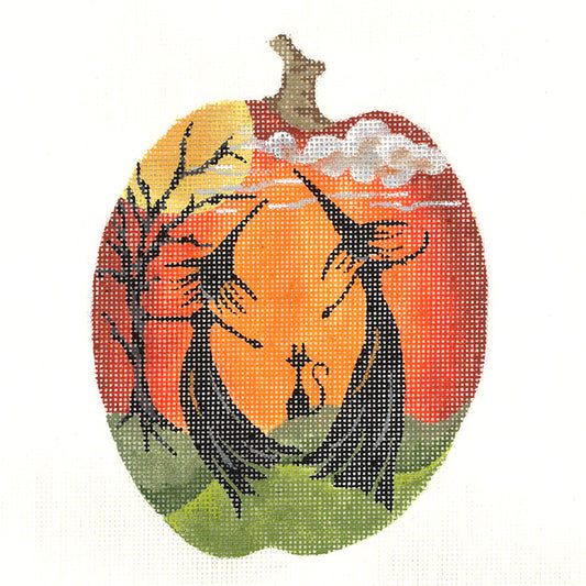 Sister Witches w/Cat Pumpkin