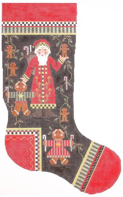 Santa w/Gingerbread Kids Stocking