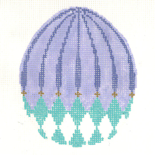 Turquoise Harlequin Egg w/Lilac Stripes