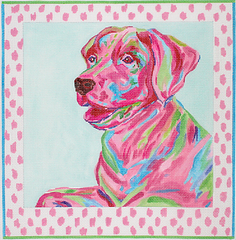 Lab with Pink Spots Boarder by Kate Dickerson