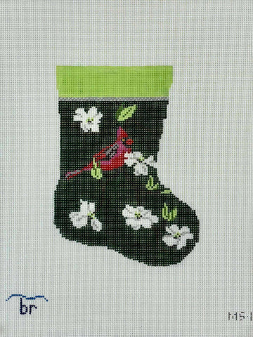 MS1 - Cardinal & White Dogwood Mini Stocking