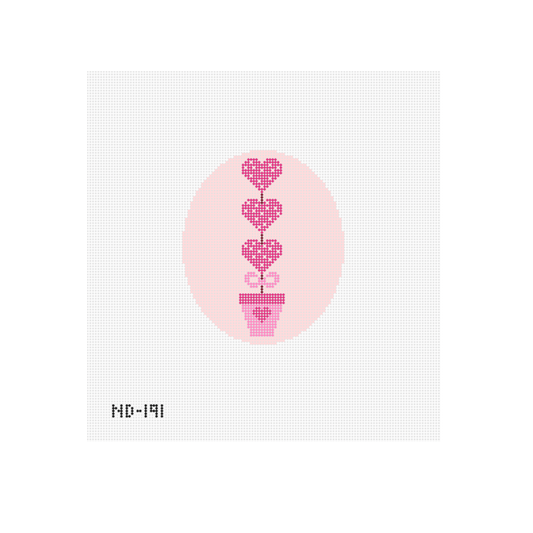 Heart Topiary - Oval Needlepoint Canvas