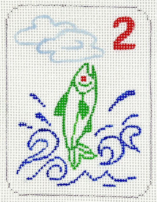 Mini Mahjong Tile - Fish in Water
