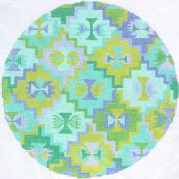 Kilim Round w/Duck Head Motif - circus palette by Kate Dickerson