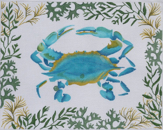 Blue Crab w/Mixed Seaweeds Border by Kate Dickerson