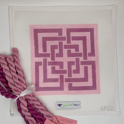 Pink Interlocking Squares by Susan Battle Needlepoint
