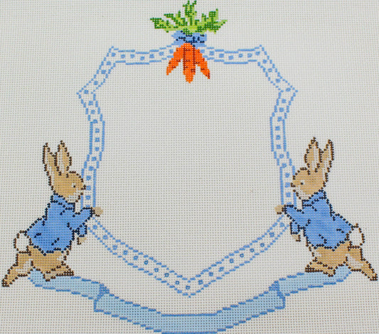 Peter Rabbit Crest in Blue by Elm Tree Needlepoint