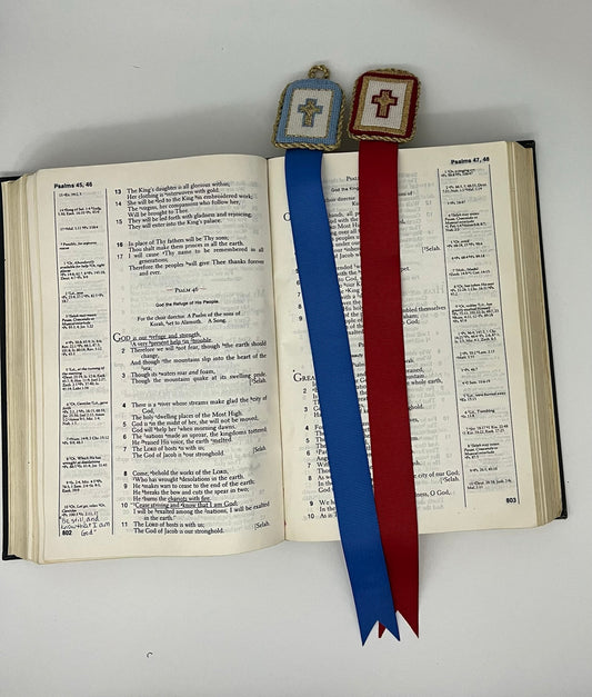 Mini Cross Bookmark in Blue by Patricia Sone