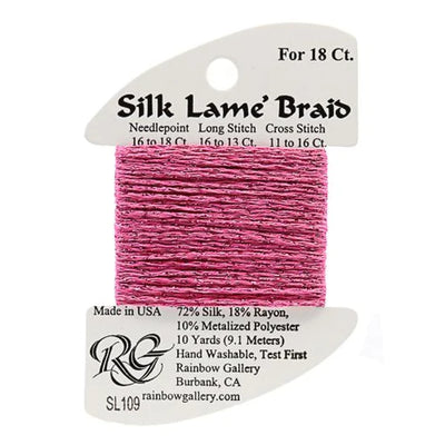 SL109 Med Raspberry | Silk Lame' Braid