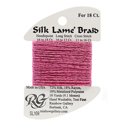 SL109 Med Raspberry | Silk Lame' Braid
