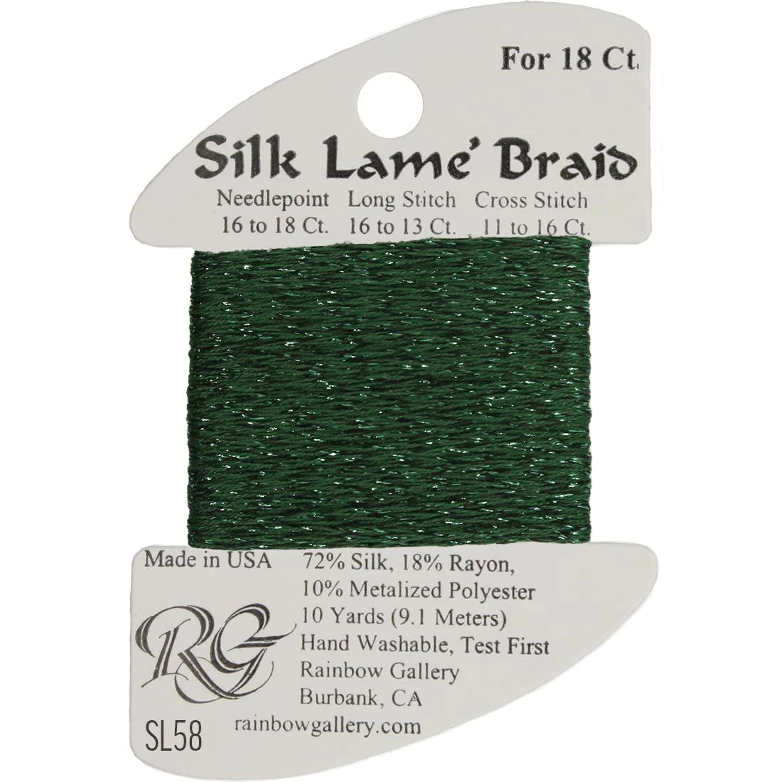 Silk Lame' Braid - Dark C'Mas Green