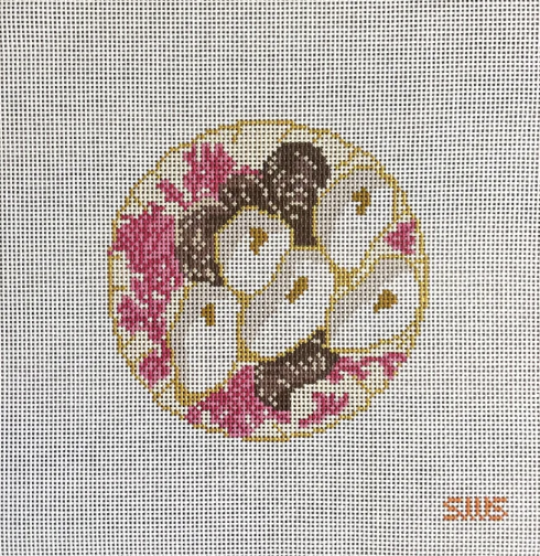 Curved Pink Oyster Plate by Stitching with Stacey