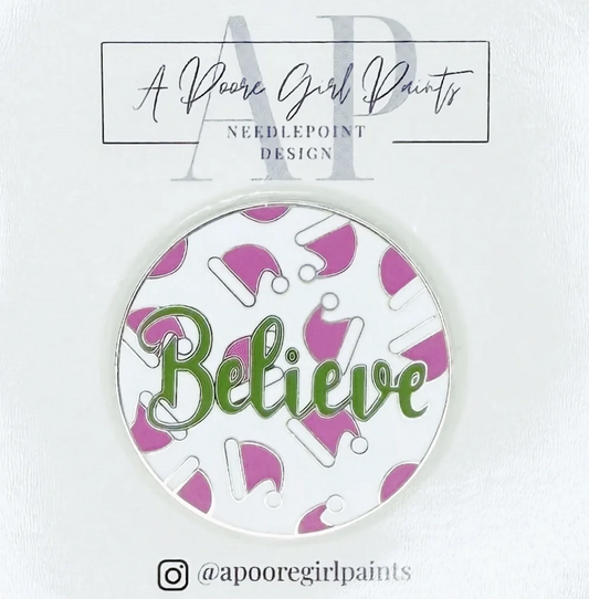Believe with Santa Hats Needleminder by A Poore Girl Paints
