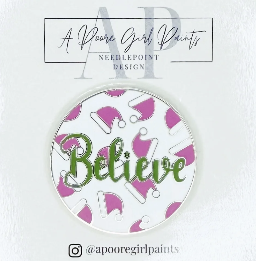 Believe with Santa Hats Needleminder by A Poore Girl Paints