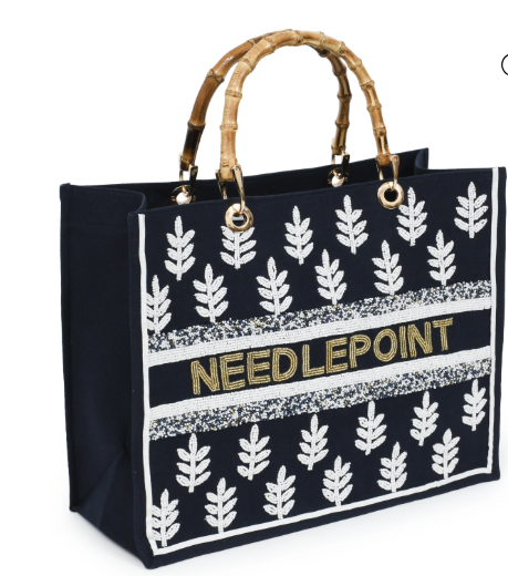 Bamboo Navy Needlepoint by Classic Prep
