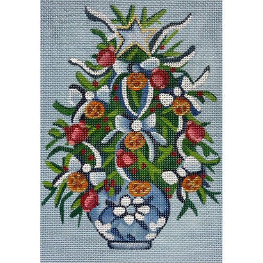 Blue Bow Christmas Tree by Alice Peterson