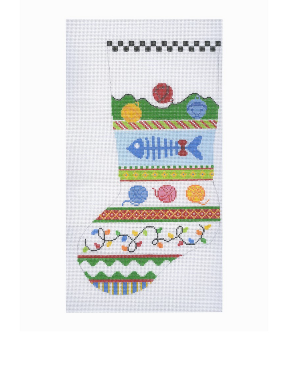 Cat Xmas Stocking by Blueberry Point Canvas