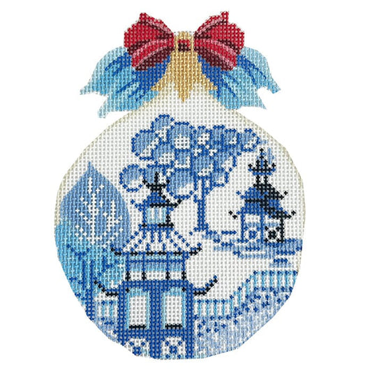 China Blue Toile Ball by Kelly Clark Needlepoint
