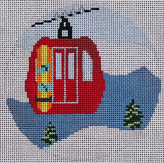 Gondola with Snowboard by Blue Ridge Stitchery