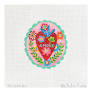 Amore Red Heart w/ Flowers & Leaves on Pink w/ Sparkly Border by Julia Eves
