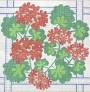 Geranium Square w/Ribbons - reds & greens w/blues by Kate Dickerson