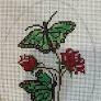 Green and Bold Butterflies on Roses 3.75 x 4