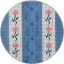 Pink Tulips Blue Ticking