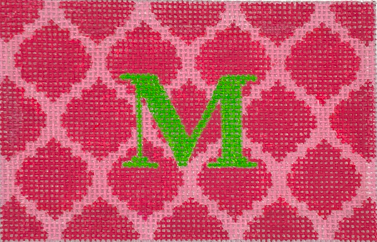 INSPPP-33 Planet Earth Passport Cover Insert Quatrefoils watermelon on pink w/ green letter