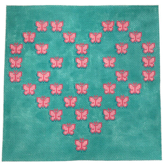 Fluttering Heart Square on Aqua by Froopy Designs