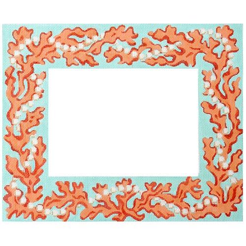 FR-73 Frame Bright Coral and Pearls corals & pearlized white on Caribbean