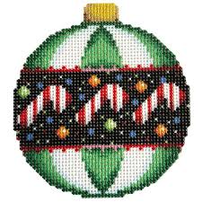 Candy/Green Stripes Ball Ornament