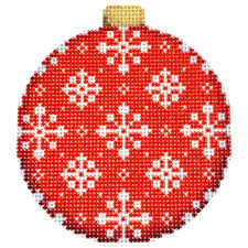 Snowflake Repeat on Red Ball Ornament