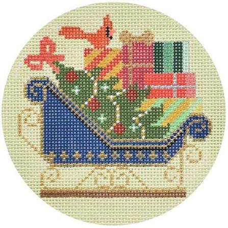 Navy Sleigh Ornament