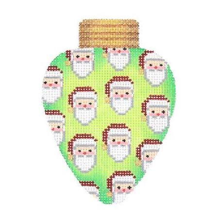 Christmas Light Green with Santa Faces