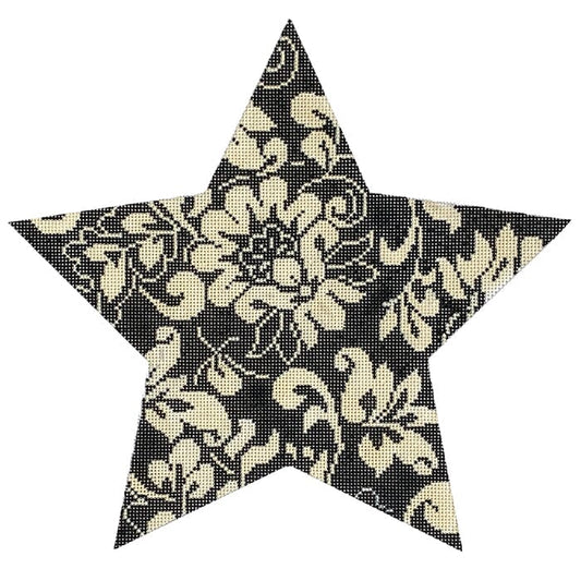 Karen's TT Damask 9" Star- Black & Ivory
