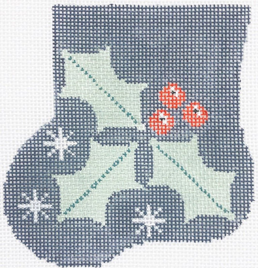 Holly Sock with Cardinal by Kathy Schenkel