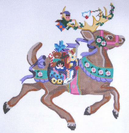 Vixen with girl's toys by  by Debbie Woodward w/free Stitch Guide