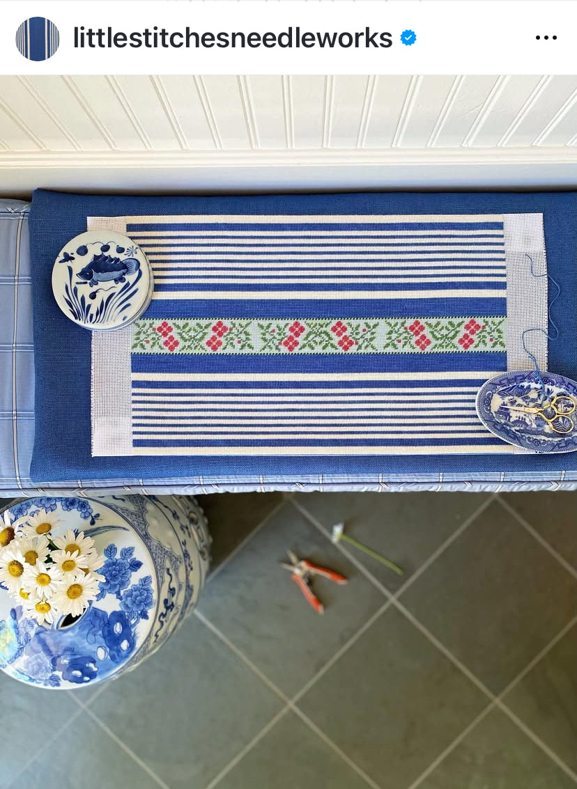 Ribbon Ticking Tri-fold Clutch or Pillow by Little Stitches Needleworks