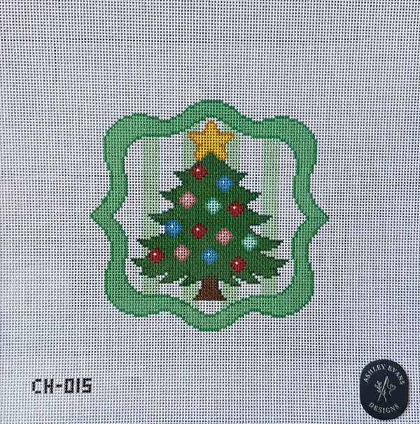 Christmas Tree Ornament Hand-Painted Needlepoint Canvas | O Christmas Tree