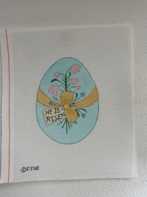 He is Risen Egg Canvas by Stitches in Time